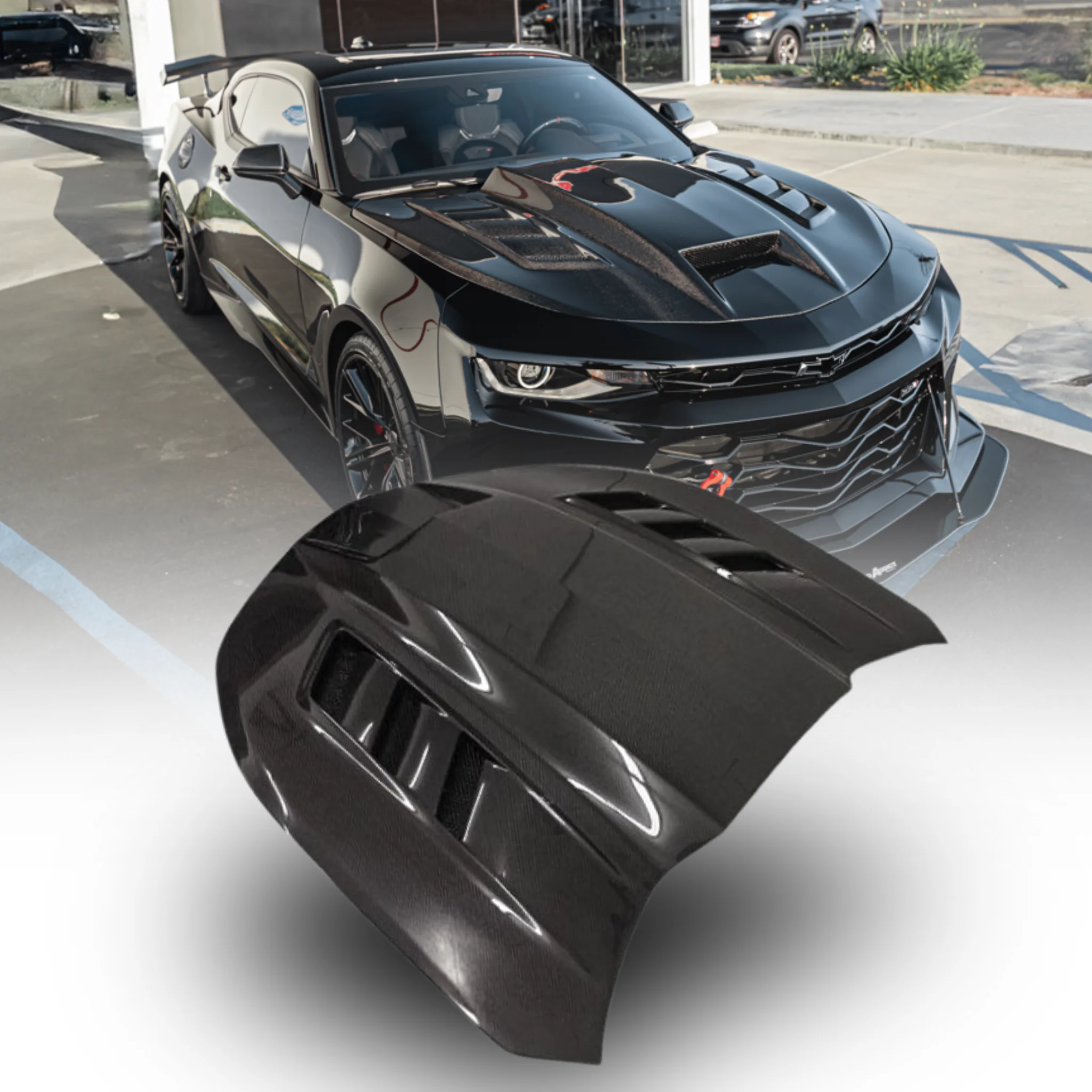 2016-2025ChevyCamaroTerminatorFullCarbonFiberHood.png.webp 2016 – 24 Camaro Carbon Fiber Terminator Style Hood - Image 1